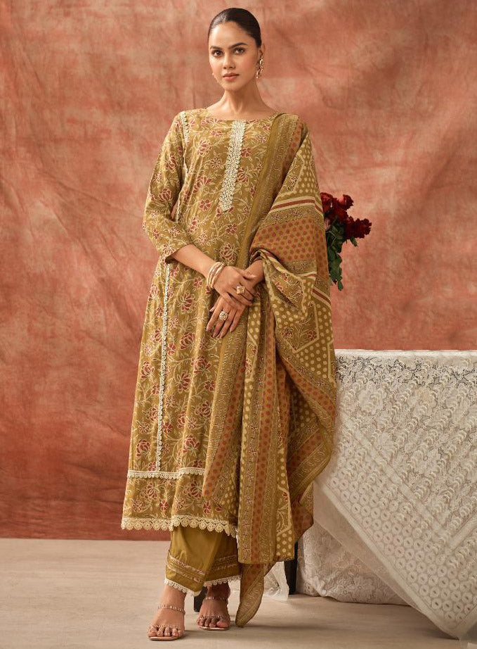 Women's Modal Muslin Unstitched Salwar Suit Dress Material with Laces