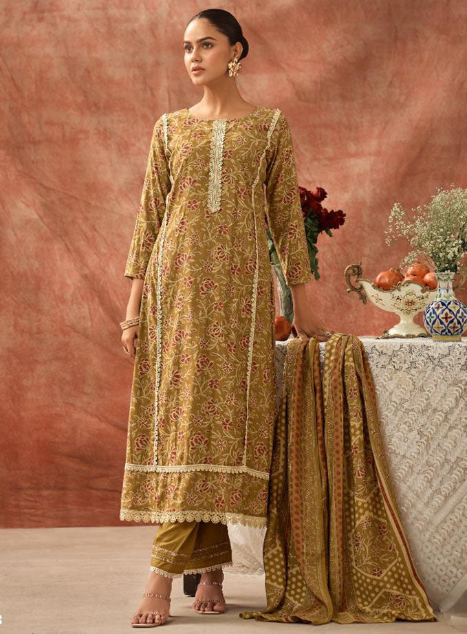 Women's Modal Muslin Unstitched Salwar Suit Dress Material with Laces