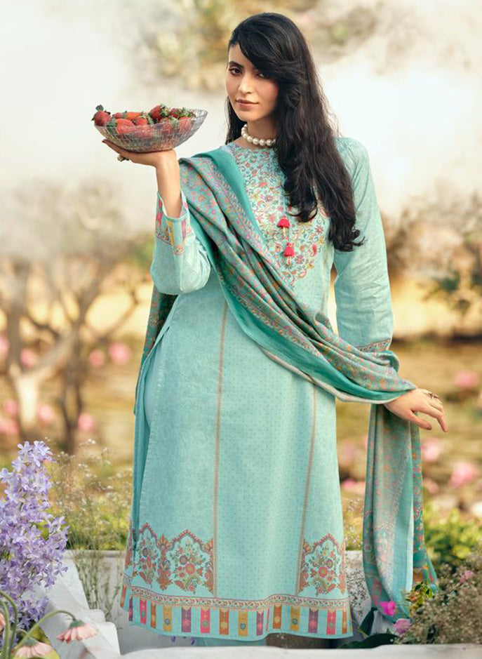 Floral Printed Lawn Cotton Unstitched Suit Dress Material for Women