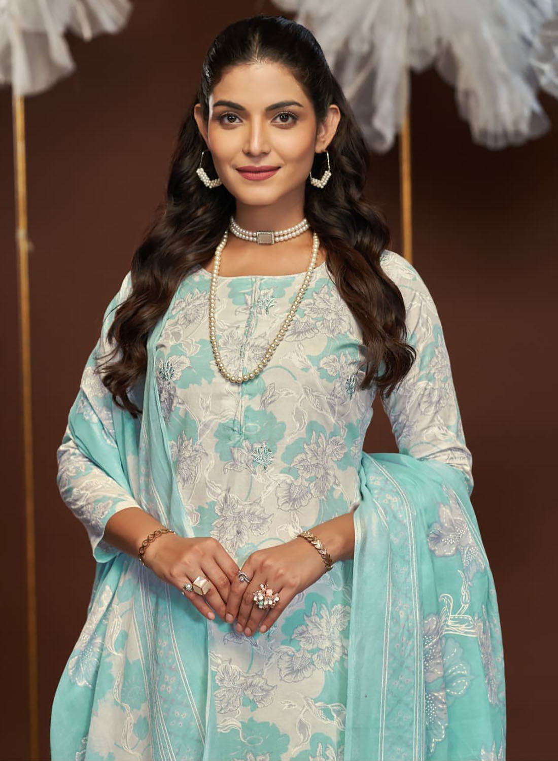 Pure Cambric Cotton Unstitched Salwar Suit Dress Material for Women