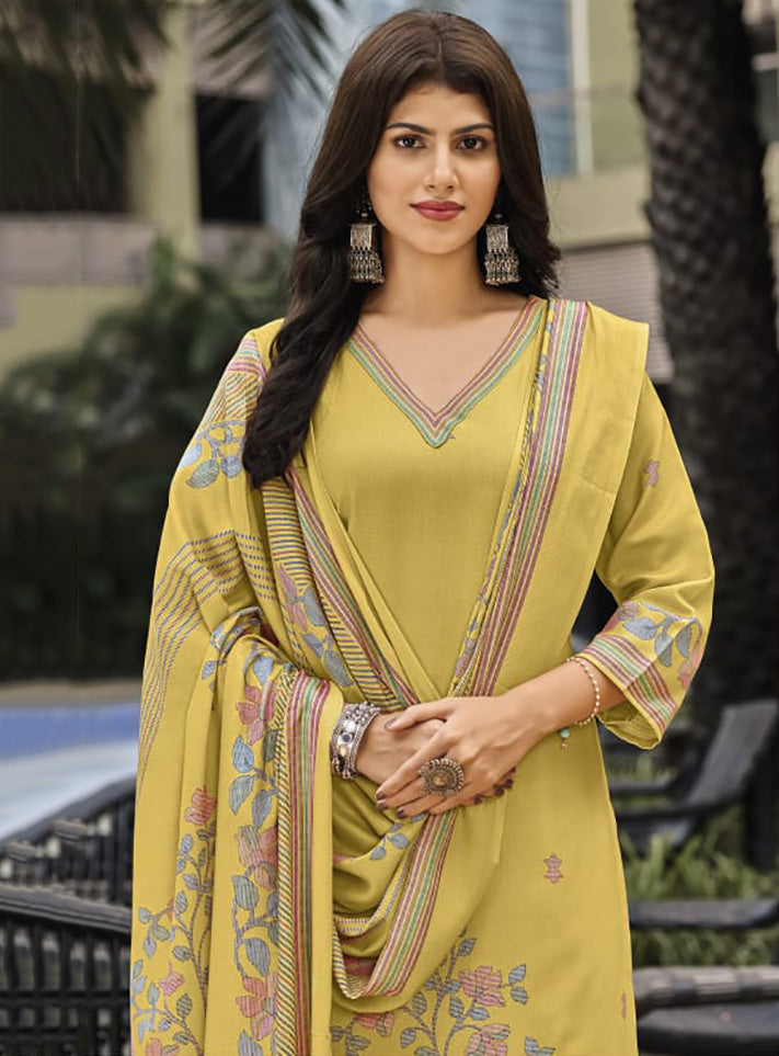 Pashmina Unstitched Winter Salwar Suit Set Material for Women