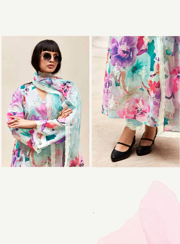 Kimora Pure Linen Unstitched Salwar Suit Material for Women