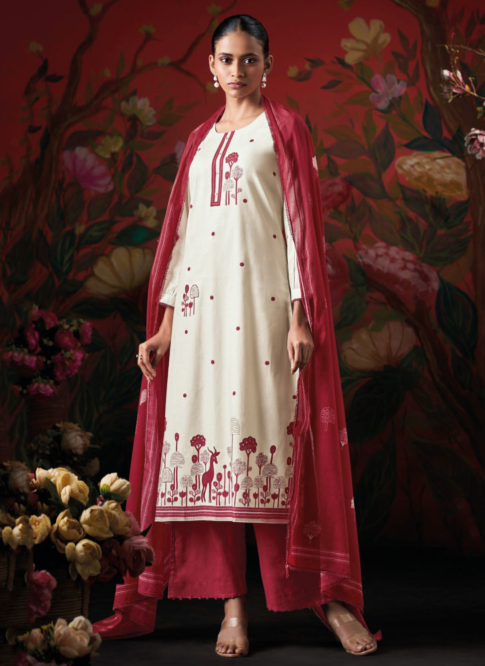 Ganga Soft Pure Cotton Unstitched Salwar Suit Fabric for Ladies
