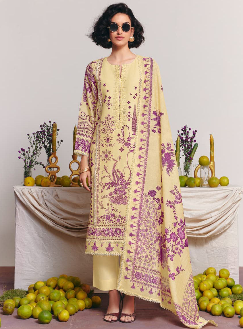 Kimora Pure Cotton Unstitched Suit Dress Material for Women with Embroidery