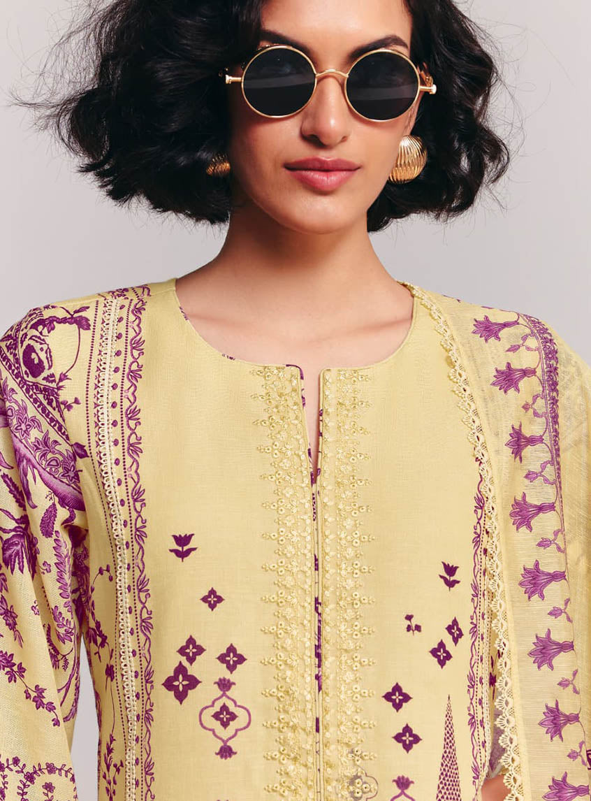 Kimora Pure Cotton Unstitched Suit Dress Material for Women with Embroidery