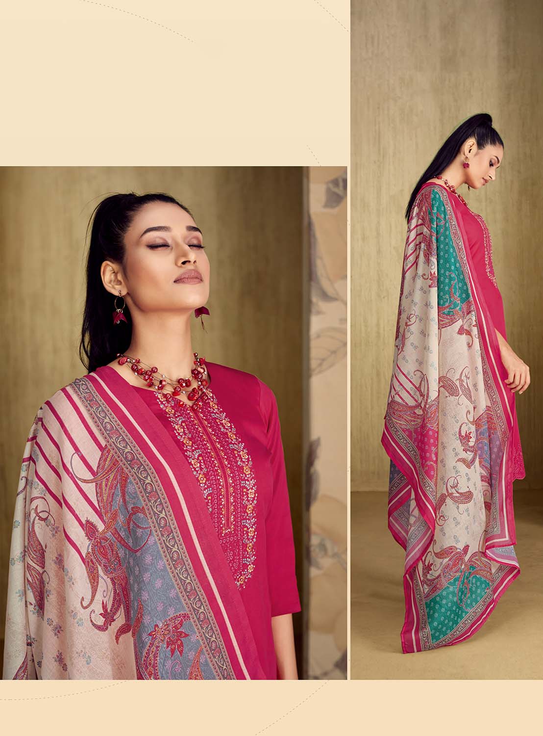 Belliza Women Unstitched Pink Cotton Salwar Suit Dress Material