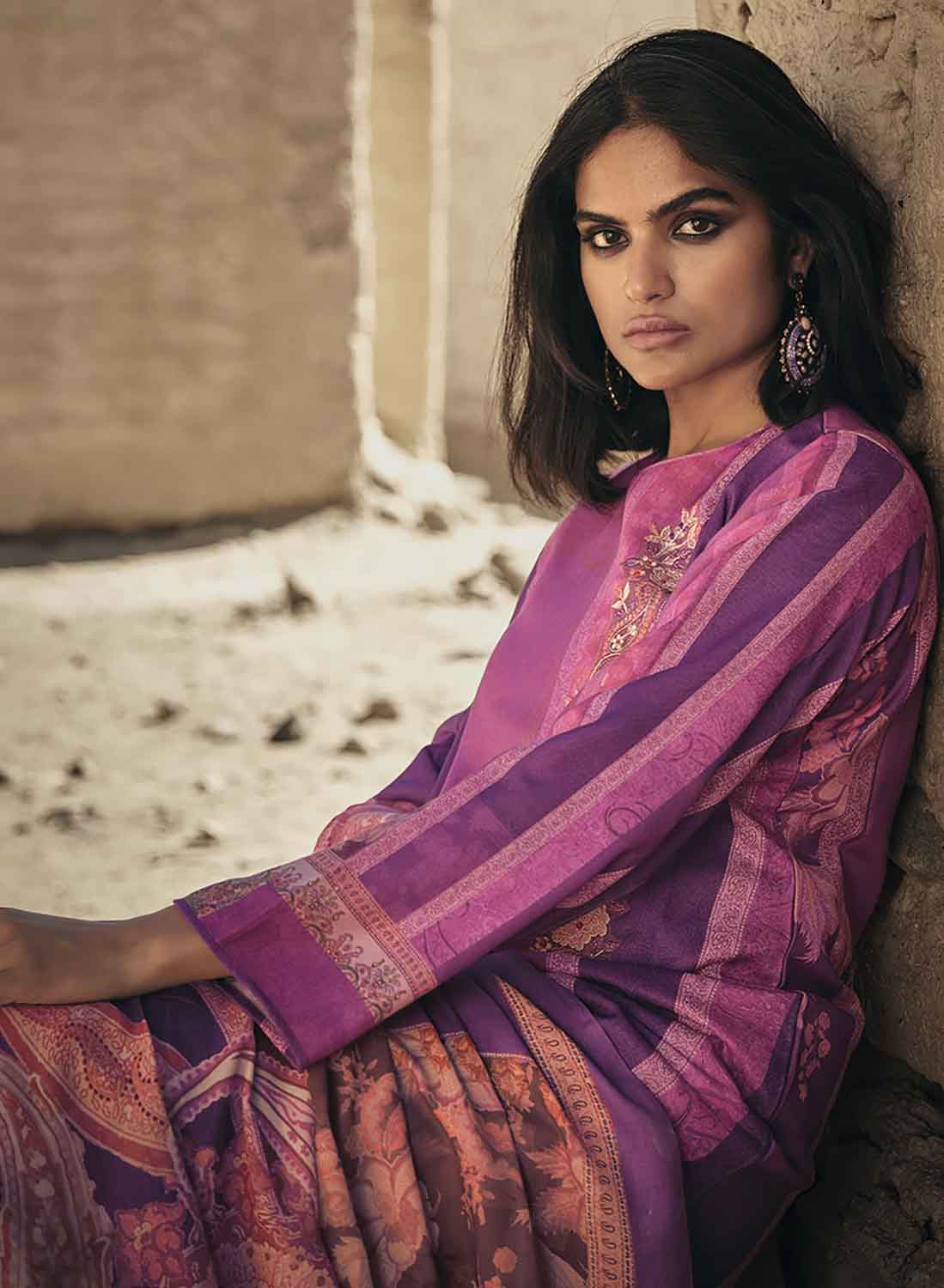 Sadhana Pashmina Pink Winter Salwar Suits Dress Material for Ladies