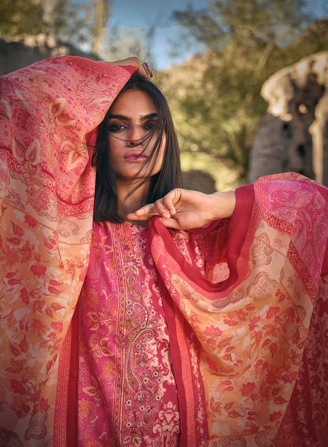 Pashmina Pink Winter Salwar Suits Dress Material for Ladies