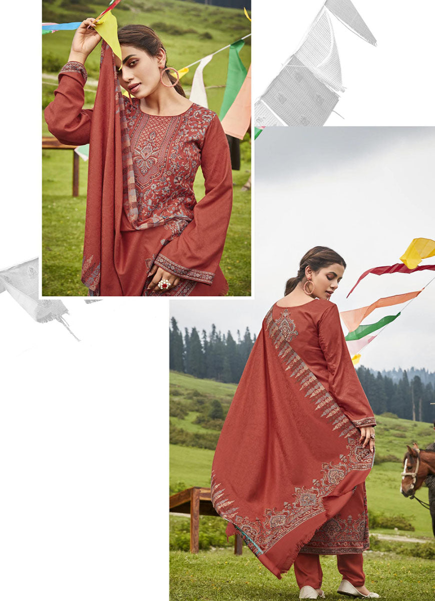 Women's Pashmina Kaani Jacquard Winter Salwar Suit Dress Material