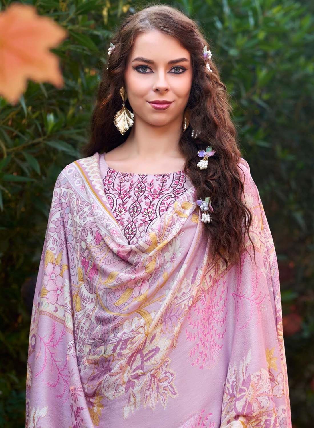 Pakistani Pure Cotton Unstitched Suit Dress Material with Embroidery Purple