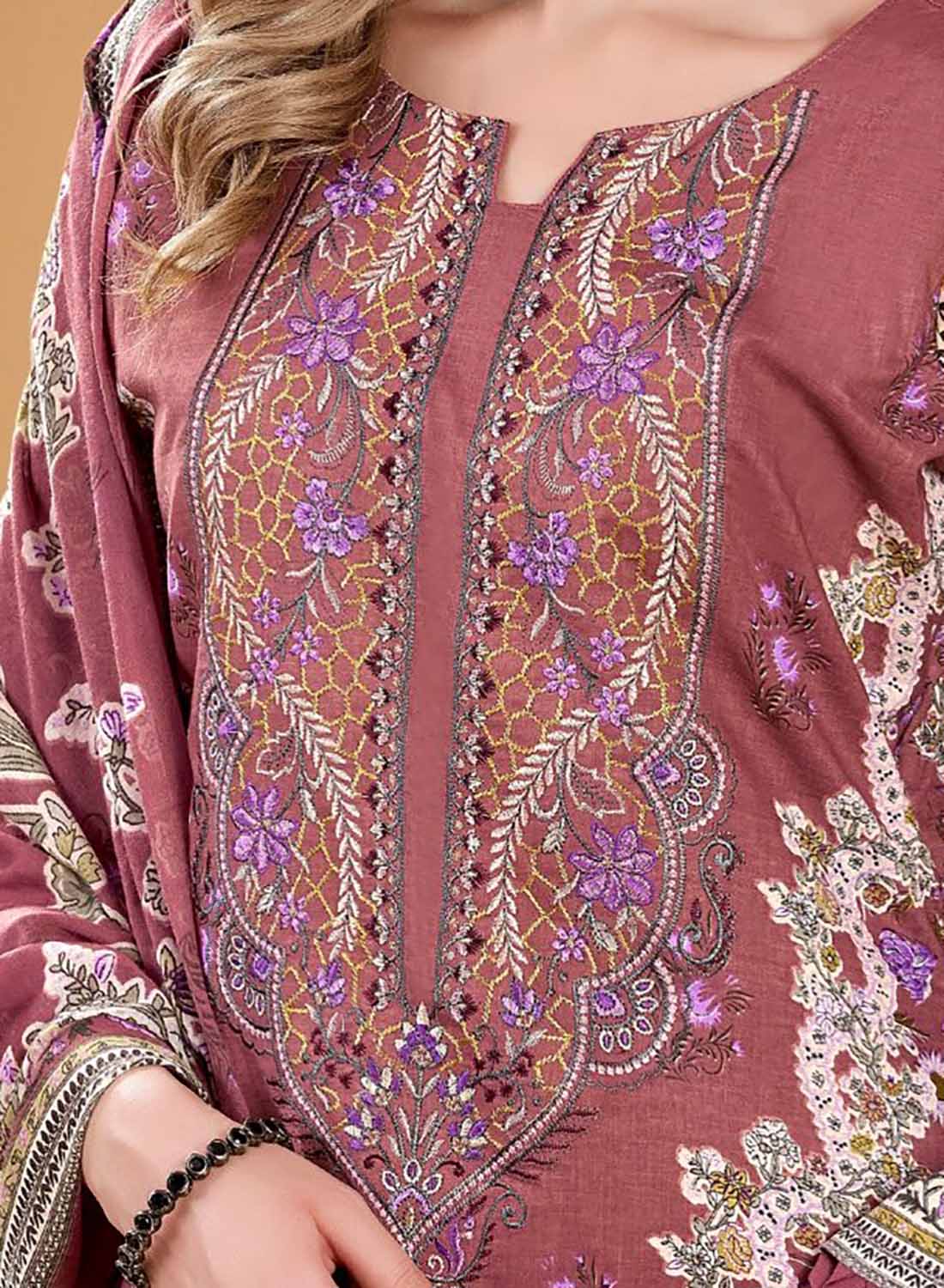 Pakistani Print Pure Cotton Unstitched Suit Dress Material with Embroidery
