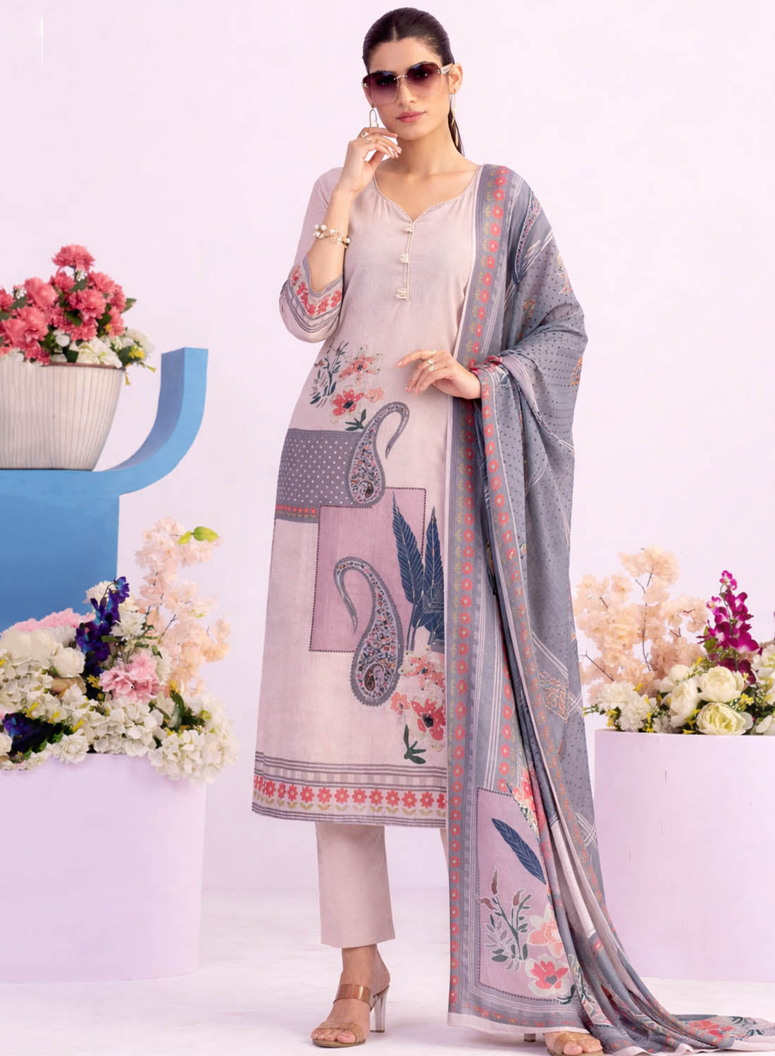 Pure Chanderi Cotton Unstitched Suit Dress Material for Women