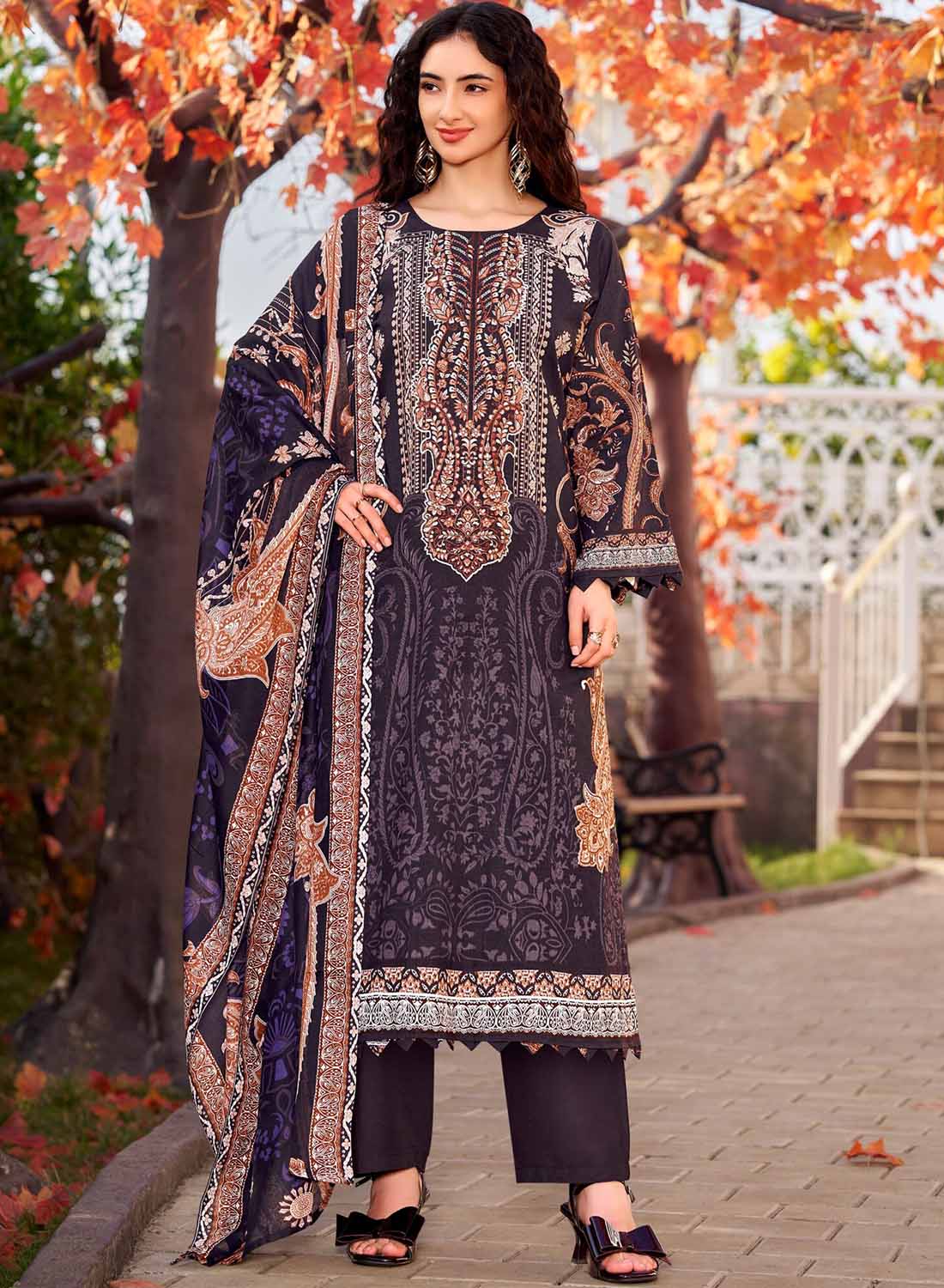 Pakistani Pure Cotton Unstitched Suit Dress Material with Embroidery