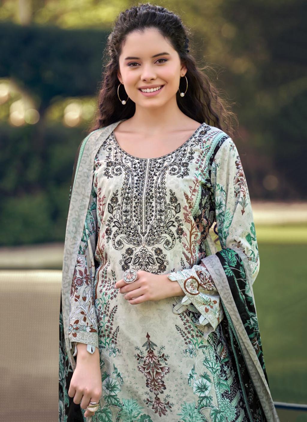 Pure Cotton Pakistani Print Unstitched Suit Dress Material with Embroidery