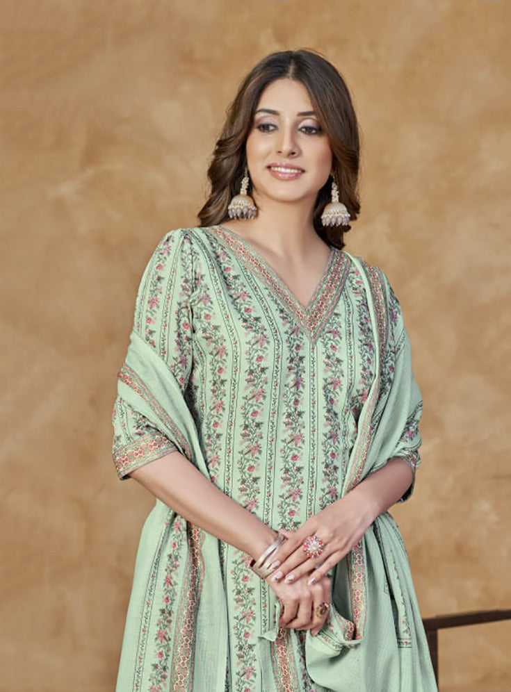 Women's Cotton Satin Unstitched Salwar Suit Material with Dupatta