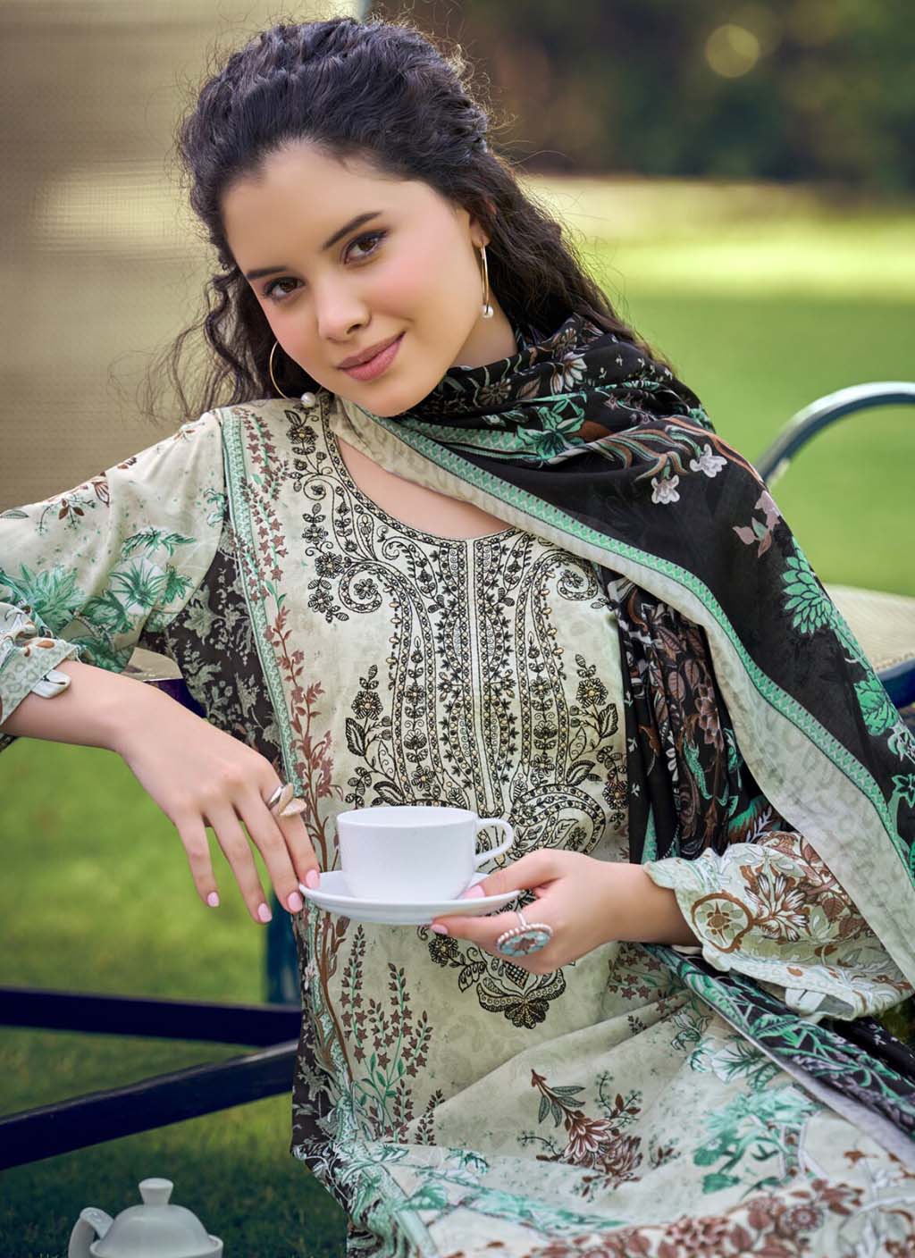 Pure Cotton Pakistani Print Unstitched Suit Dress Material with Embroidery