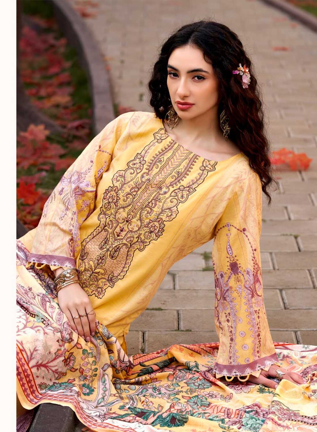 Pure Cotton Unstitched Pakistani Suit Dress Material with Embroidery