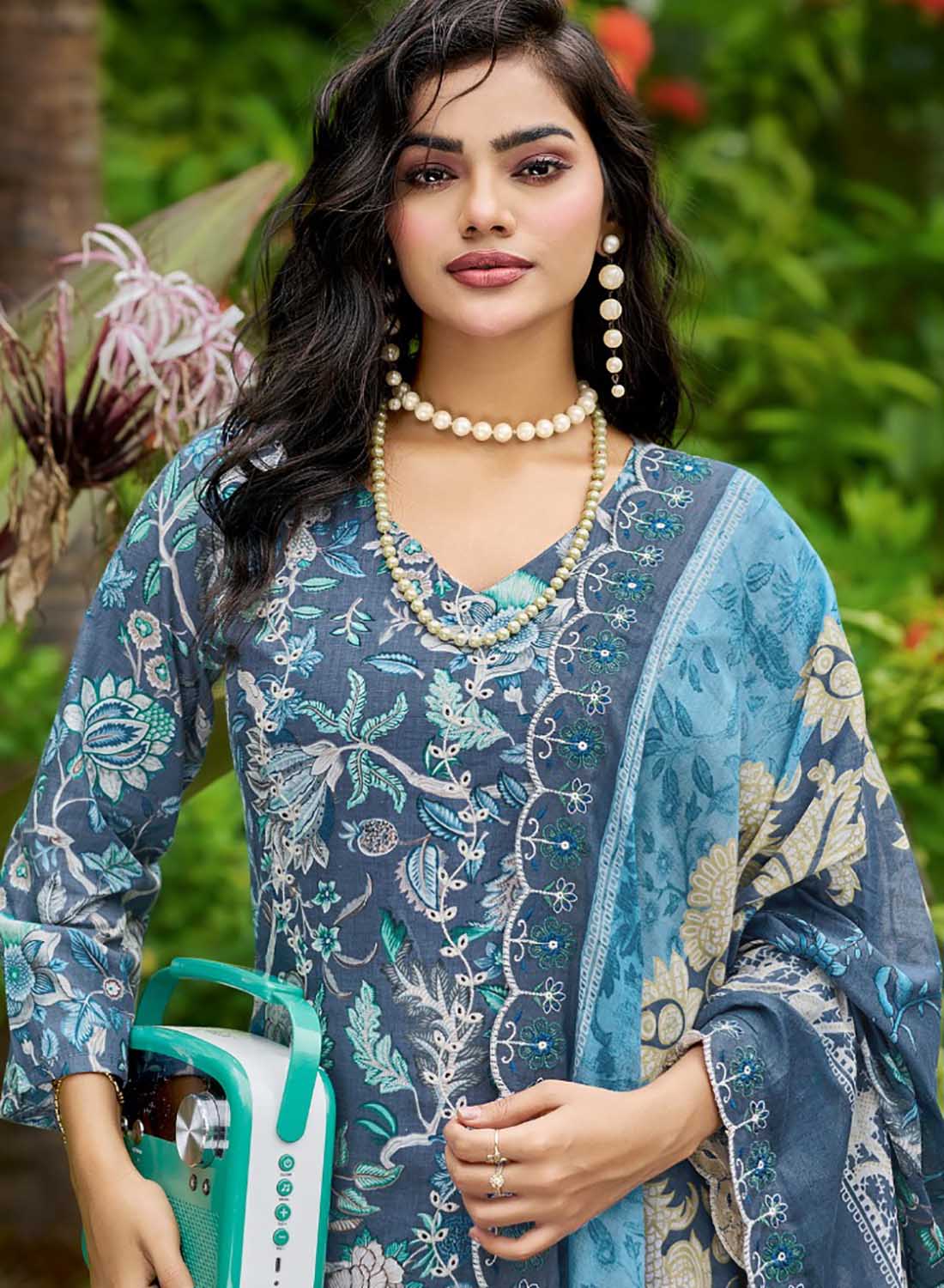 Pakistani Cotton Suit Dress Material for Women Unstitched with Embroidery