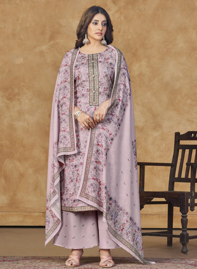 Women's Unstitched Cotton Satin Salwar Suit Material with Dupatta