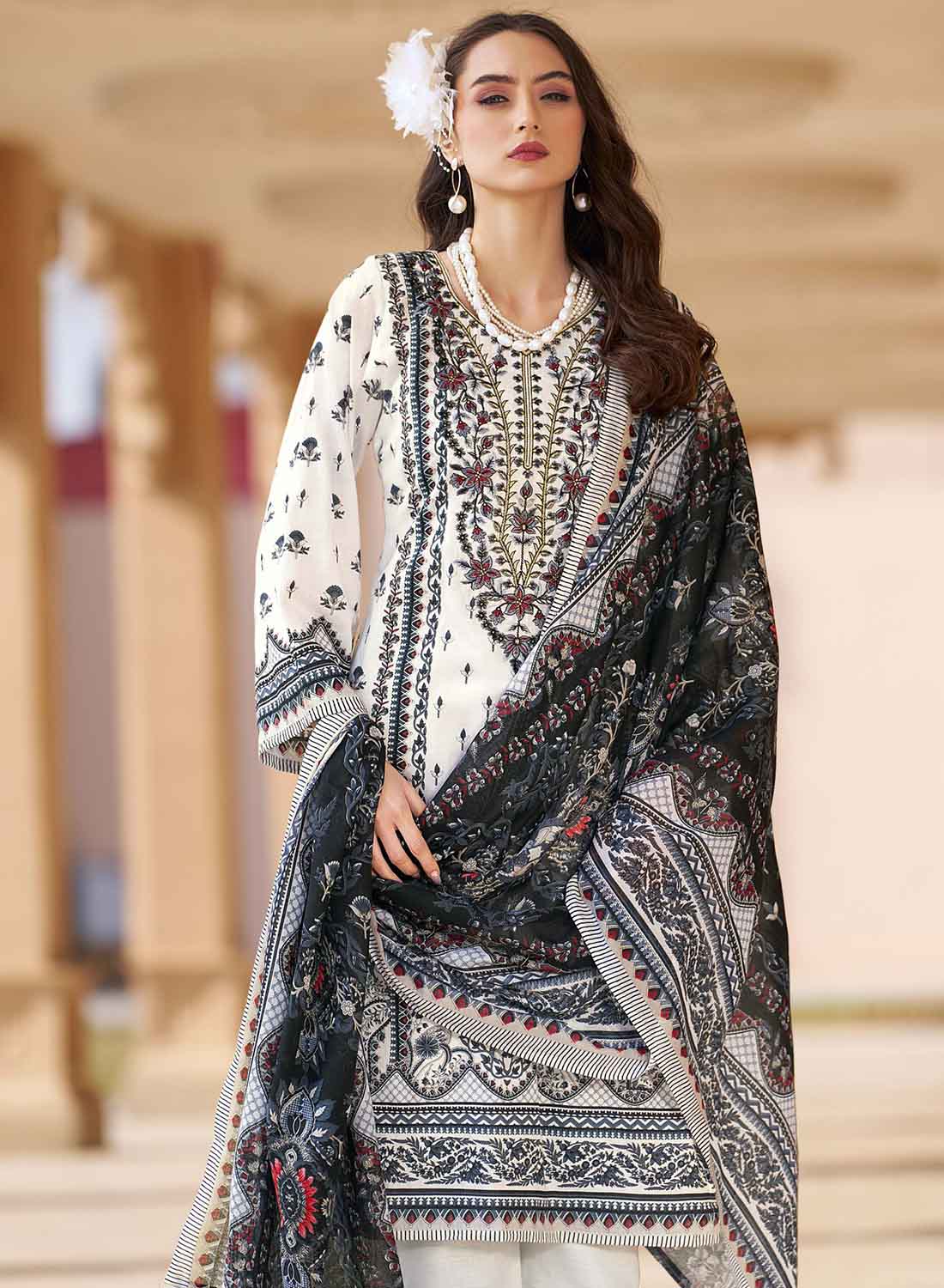 Pakistani Print Unstitched Pure Cotton Salwar Suit Dress Material for Women