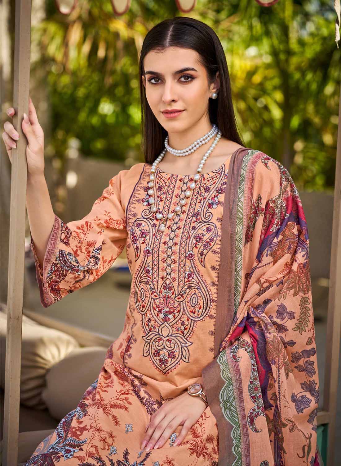 Pakistani Print Unstitched Pure Cotton Salwar Suit Set Dress Material
