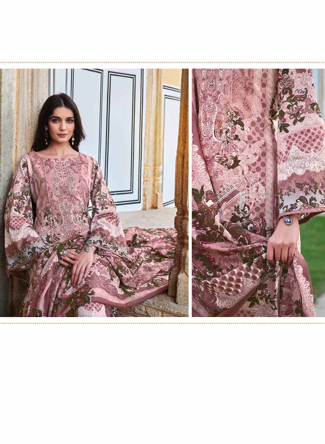 Belliza Pakistani Print Unstitched Women Cotton Suit Material