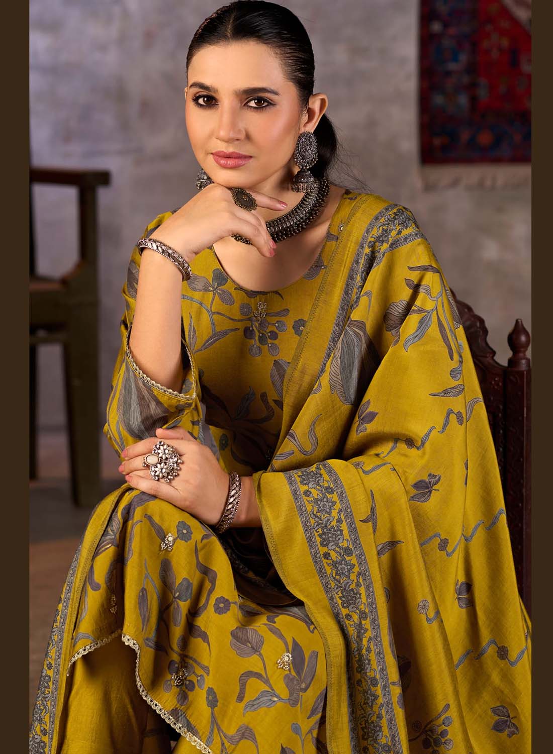 Party Wear Fancy Pure Muslin Silk Unstitched Suit Material for Women