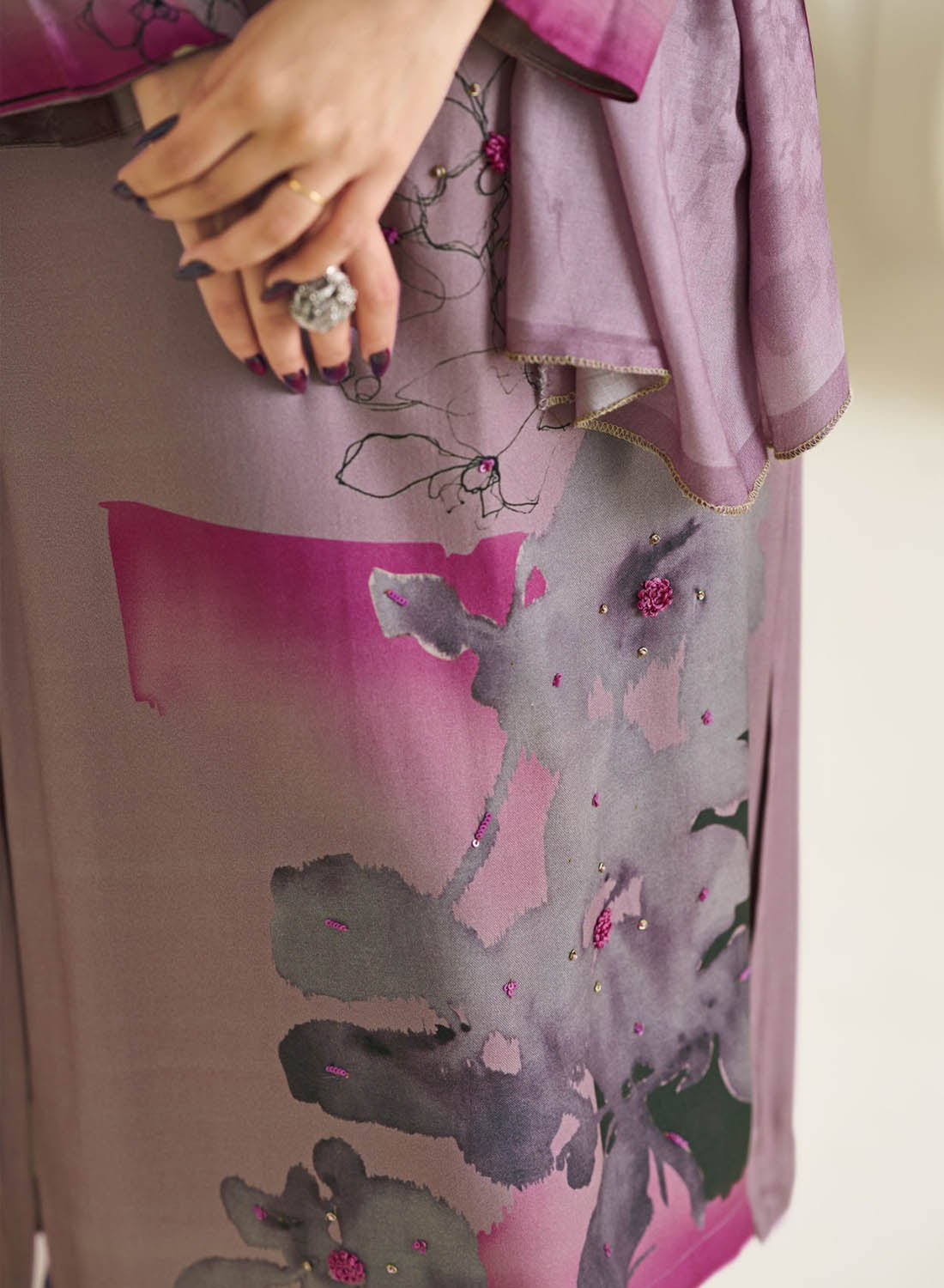 Purple Unstitched Cotton Salwar Suit Dress Material for Women