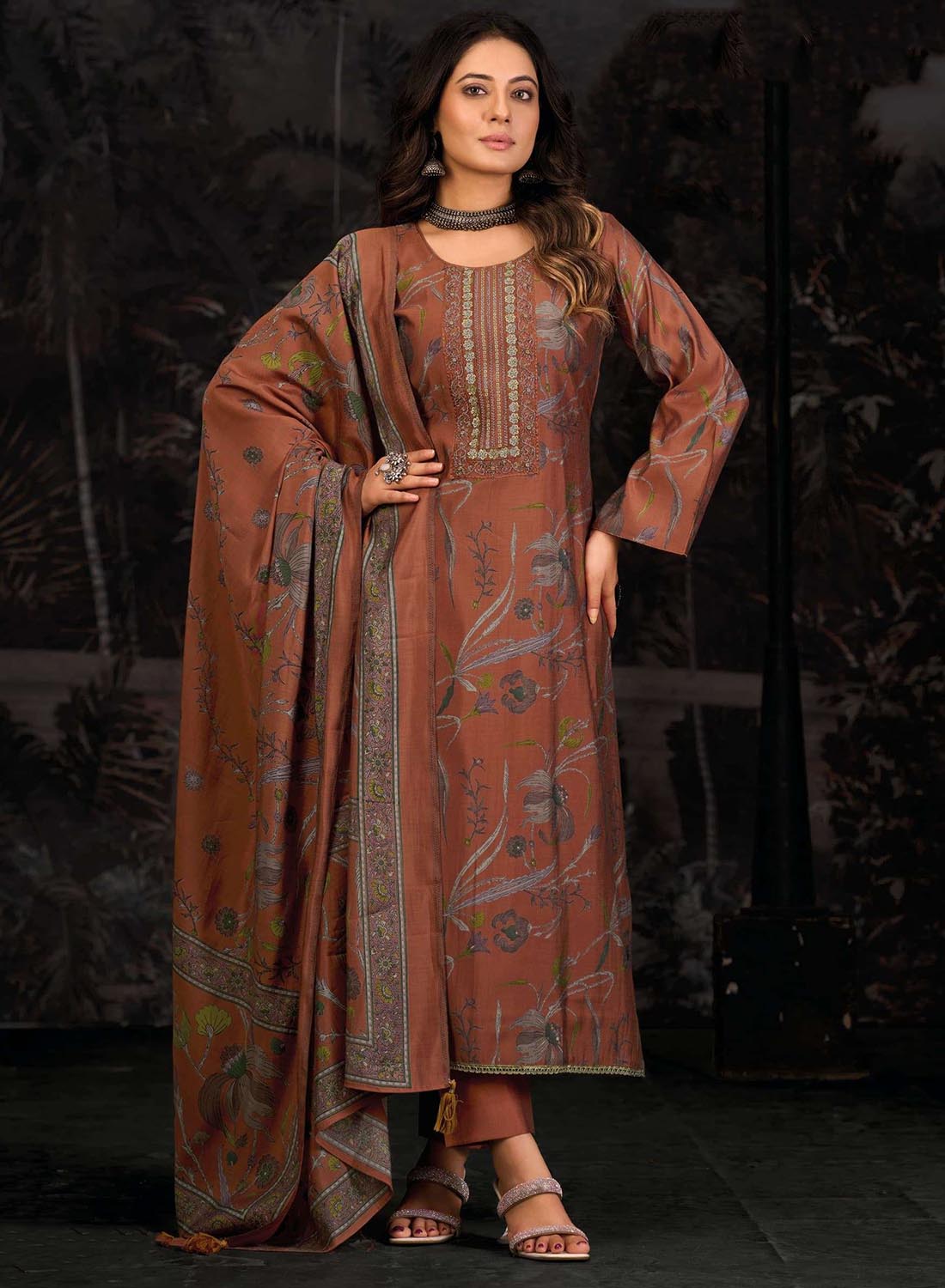 Fancy Party Wear Pure Muslin Unstitched Suit Material for Women
