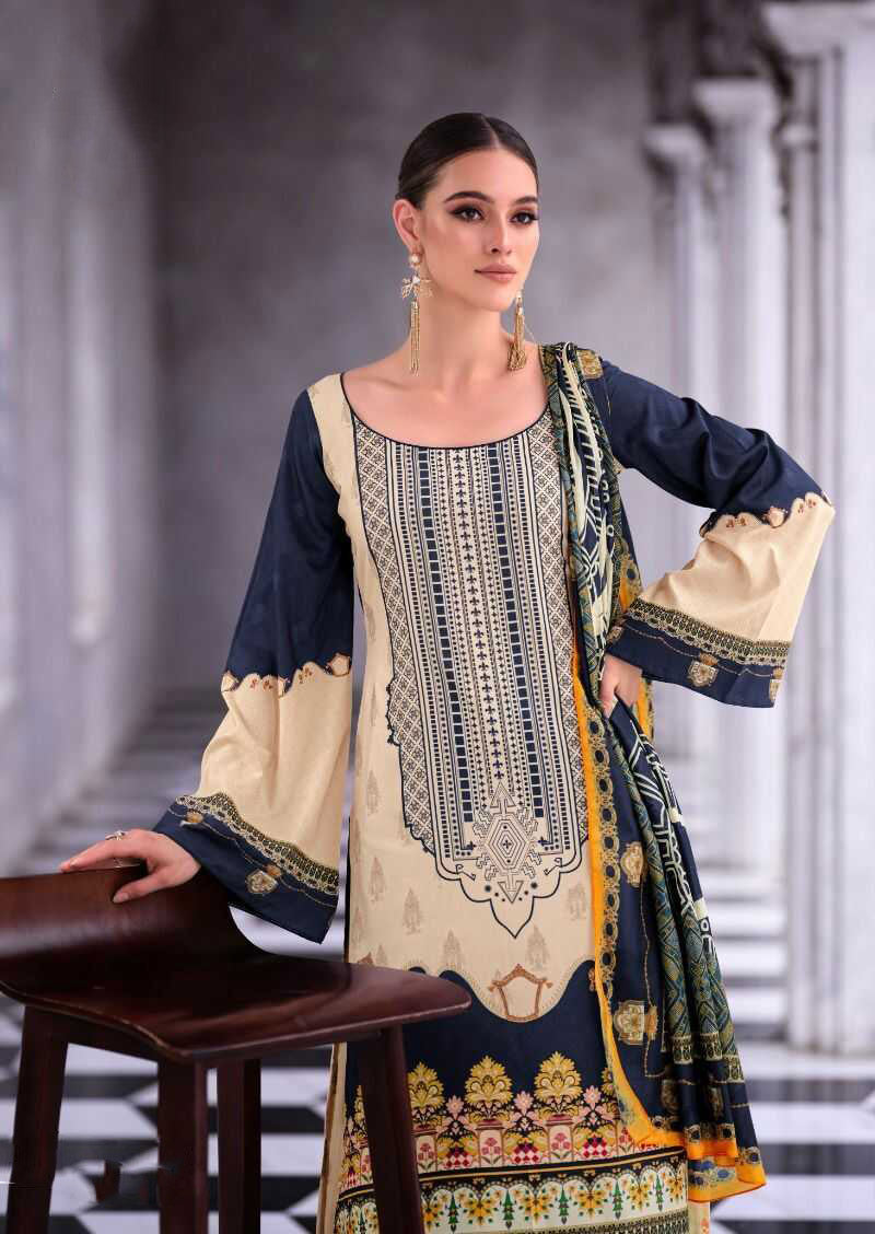 Yesfab Kashmiri Print Blue Lawn Cotton Unstitched Women Suit