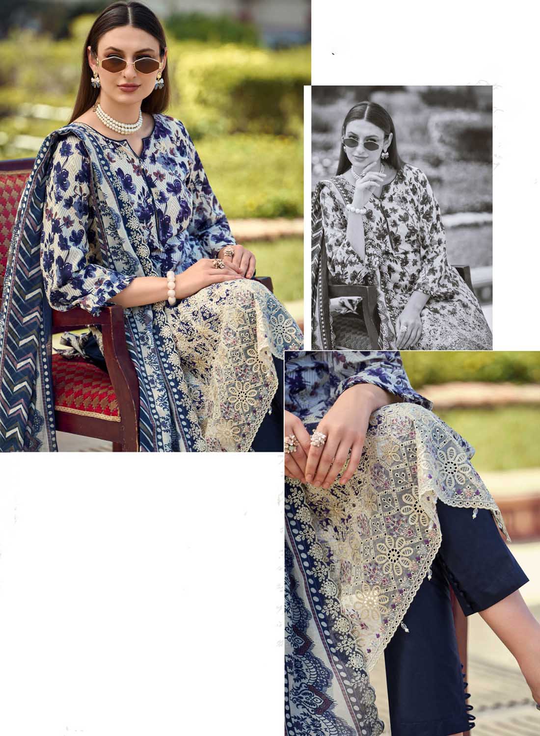 Cotton Embroidered Unstitched Pakistani Suit Dress Material for Women