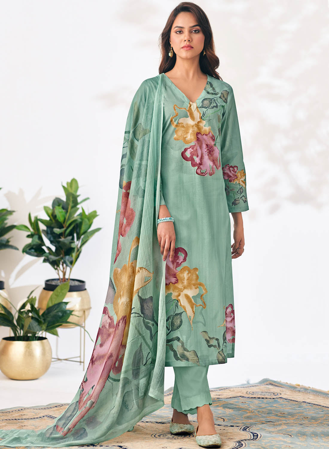 Women's Pure Cotton Lawn Printed Unstitched Suit Dress Material