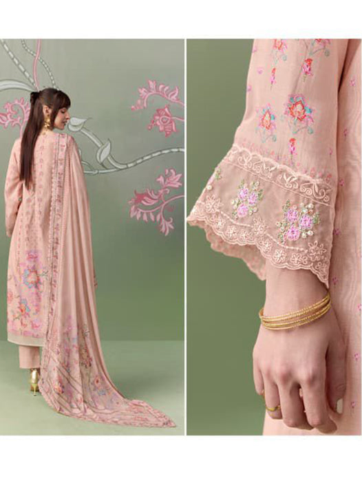 Pure Muslin Party Wear Unstitched Suit Dress Material with Embroidery