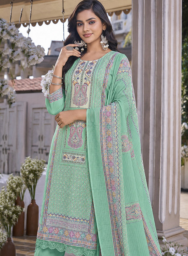 Printed Soft Cotton Unstitched Suit Dress Material with Dupatta for Women