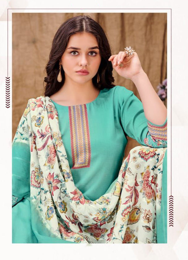 Rivaa Latest Cotton Satin Unstitched Suit Dress Material for Women