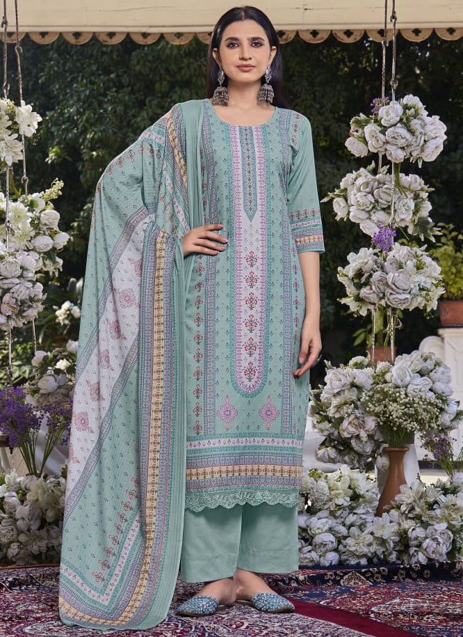Printed Cotton Unstitched Salwar Suit Material with Dupatta for Women
