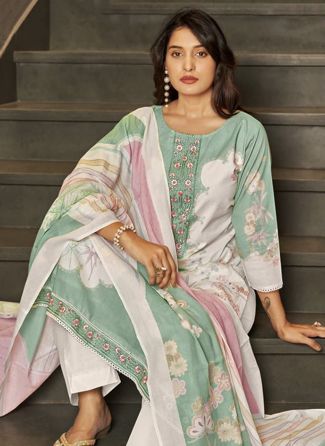 Pure Lawn Cotton Unstitched Suit Summer Dress Material with Dupatta
