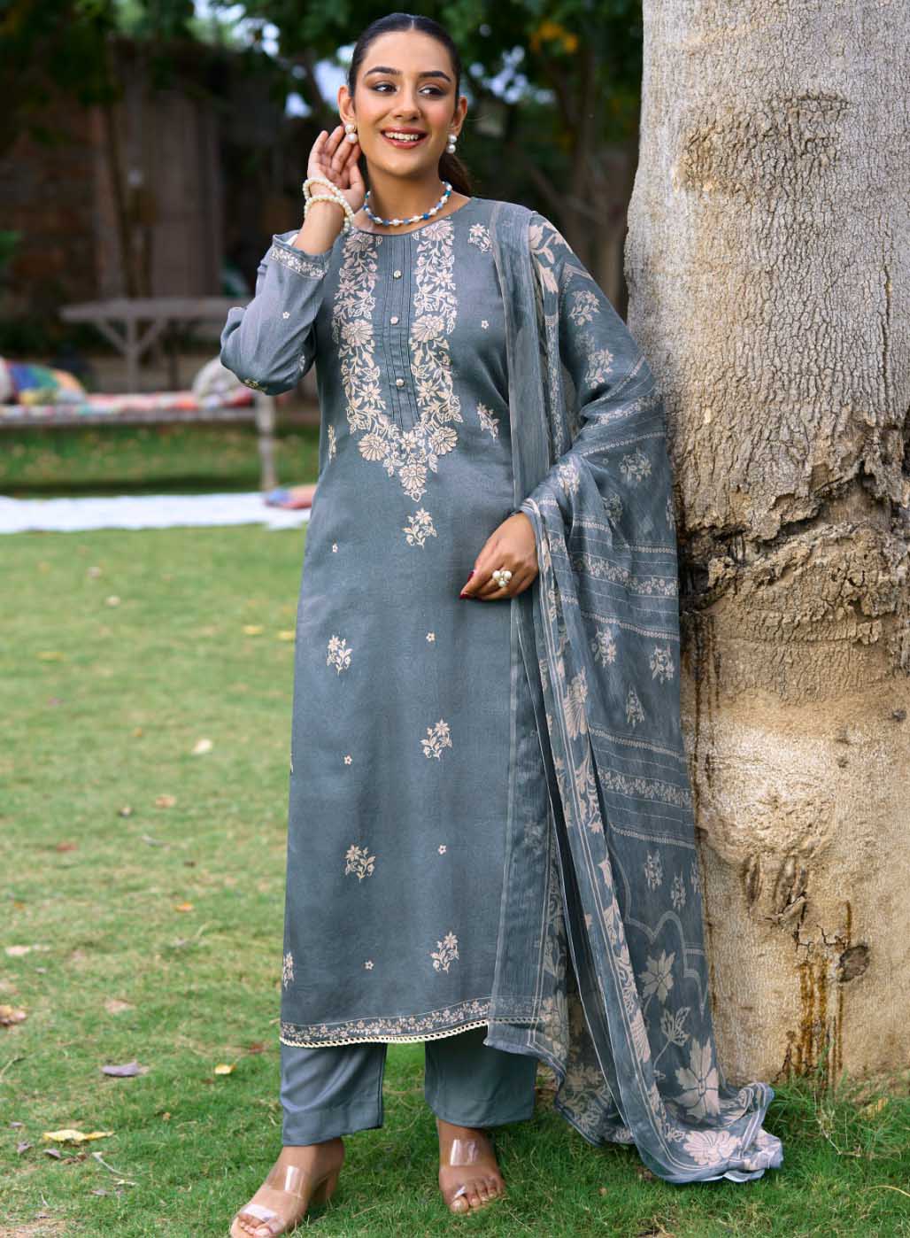 Party Wear Fancy Unstitched Cotton Satin Suit Material for Women