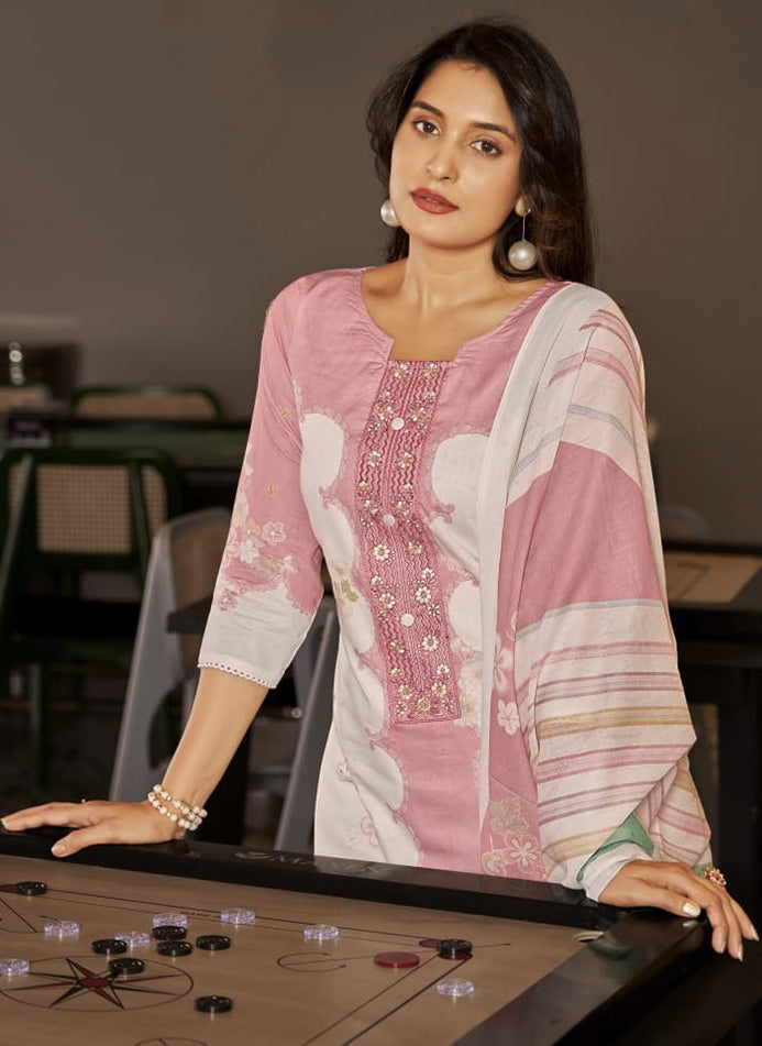 Pure Lawn Cotton Unstitched Suit Set Summer Dress Material with Dupatta