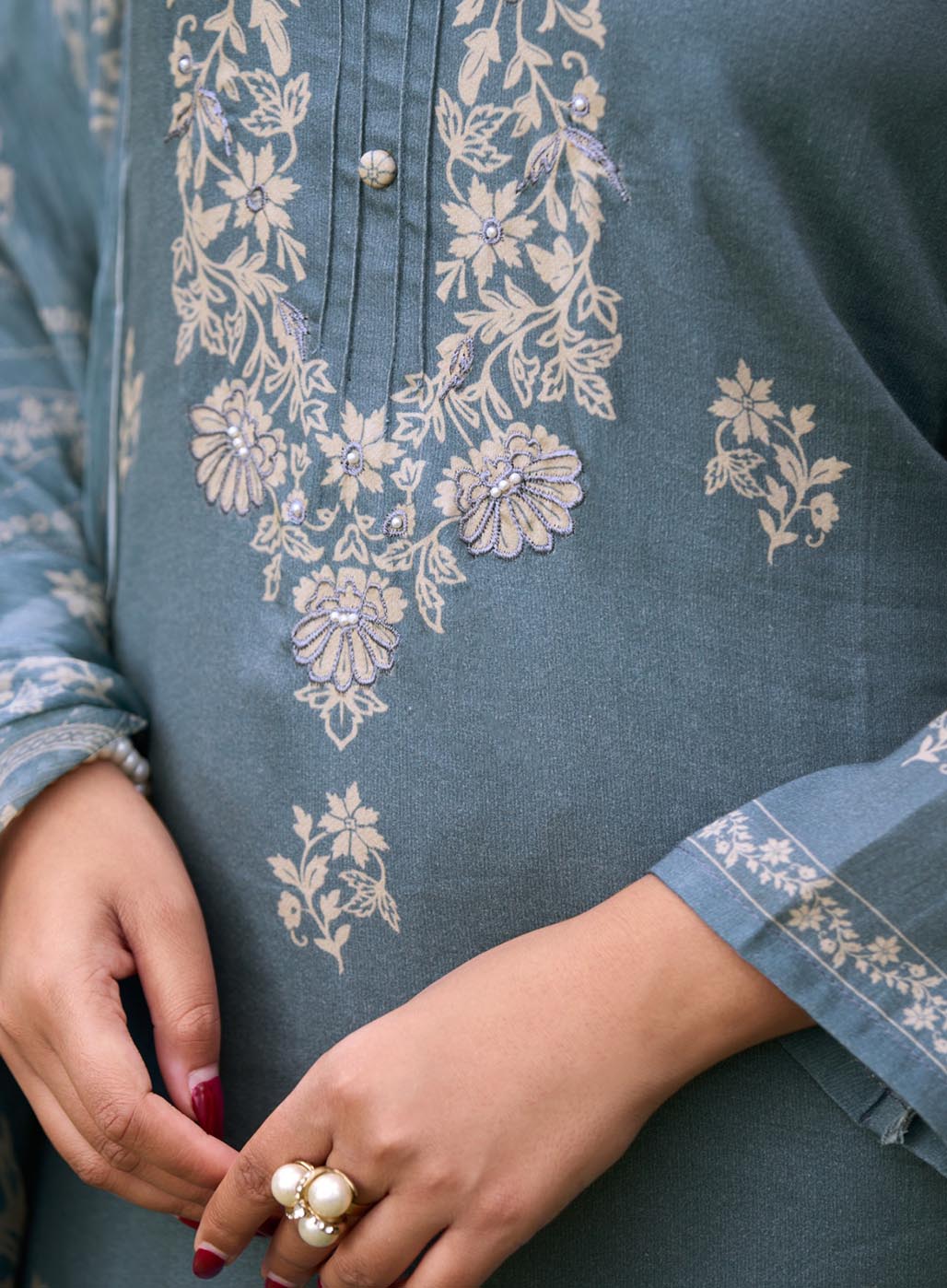Party Wear Fancy Unstitched Cotton Satin Suit Material for Women