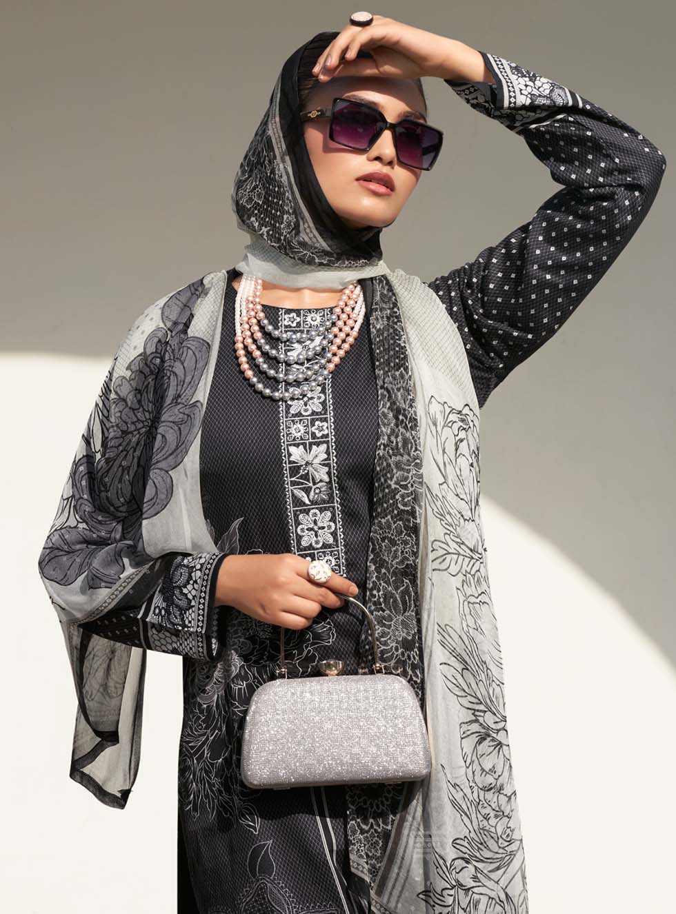 Black Cotton Satin Unstitched Salwar Suit Dress Material for Women