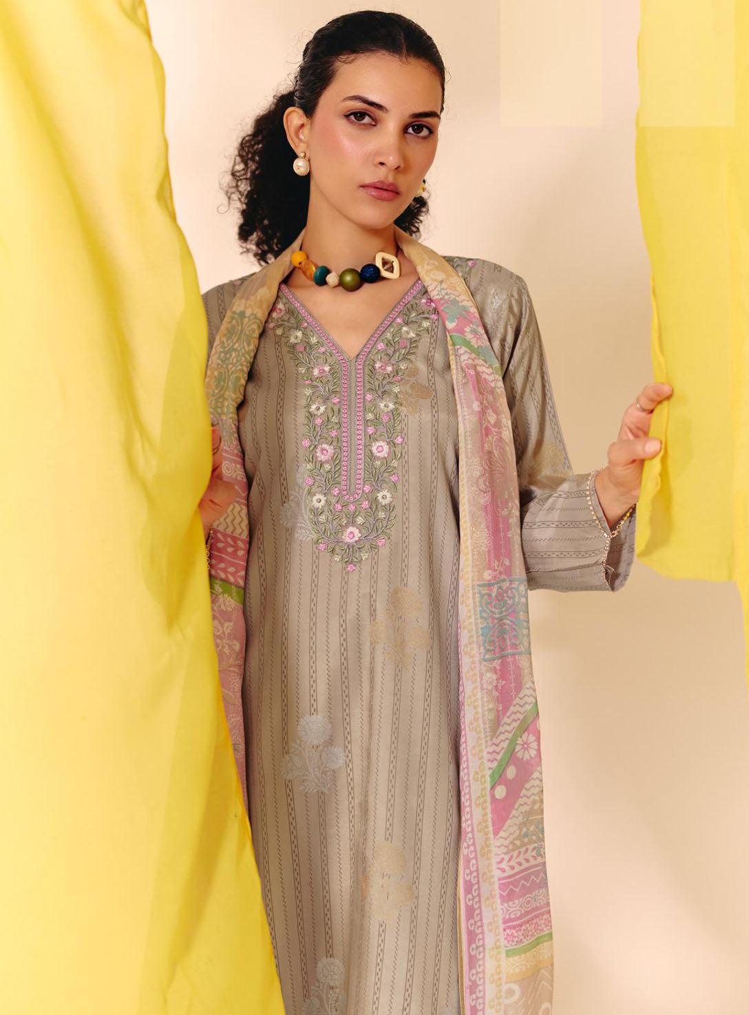 Party Wear Muslin Unstitched Suit Set Material for Women with Embroidery