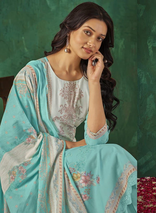 Pure Cotton Lawn Unstitched Salwar Suit Dress Material with Dupatta