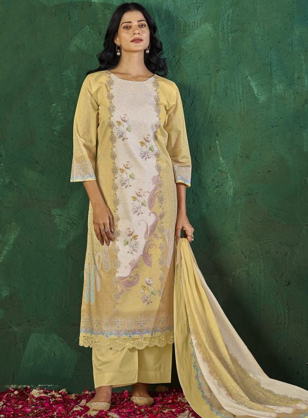 Pure Lawn Cotton Unstitched Salwar Suit Dress Material for Ladies