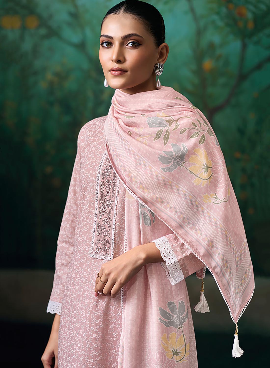 Pure Soft Cotton Unstitched Suit Set Material for Women with Embroidery