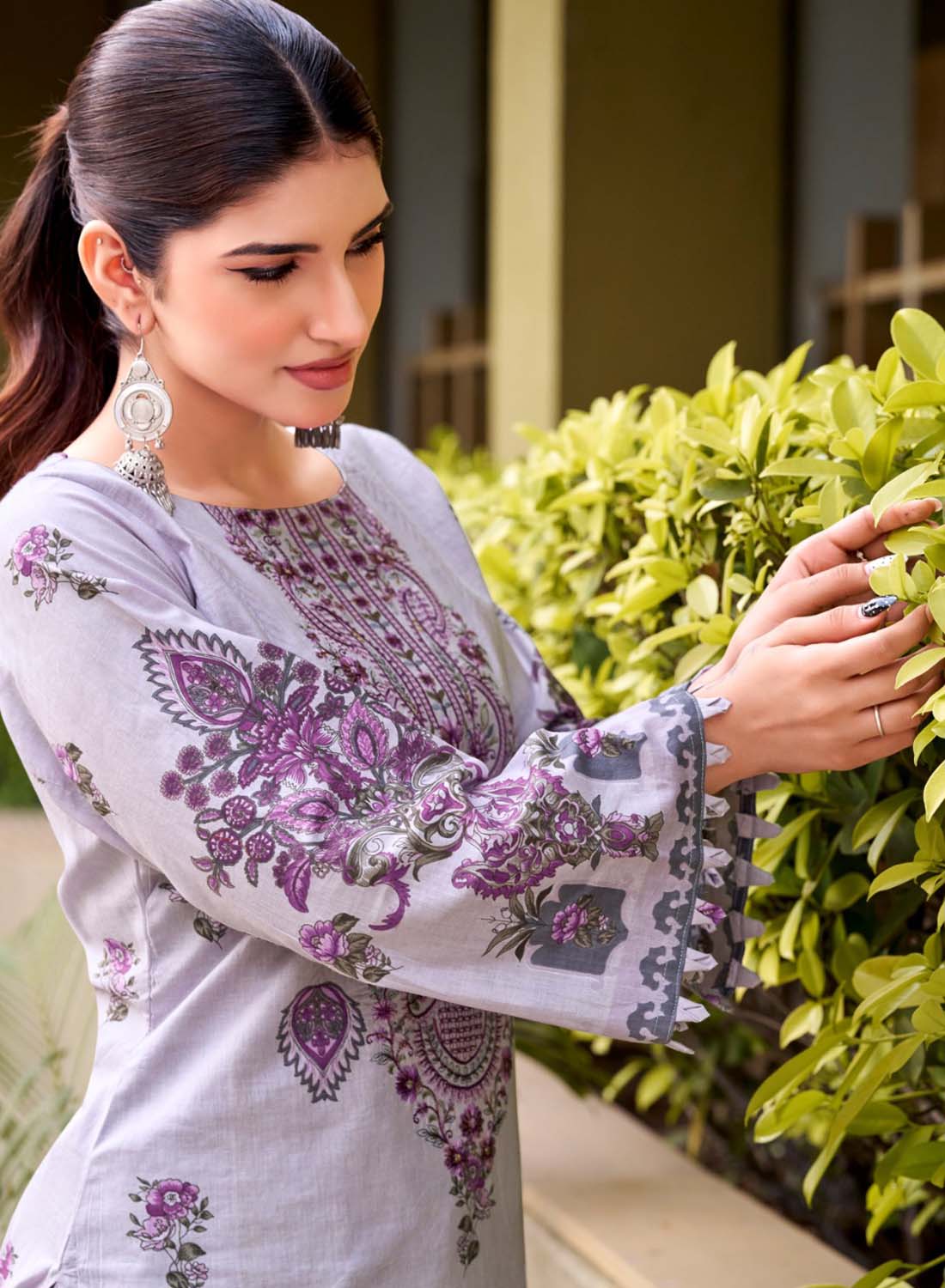 Pakistani Print Cotton Unstitched Salwar Suit Material with Embroidery