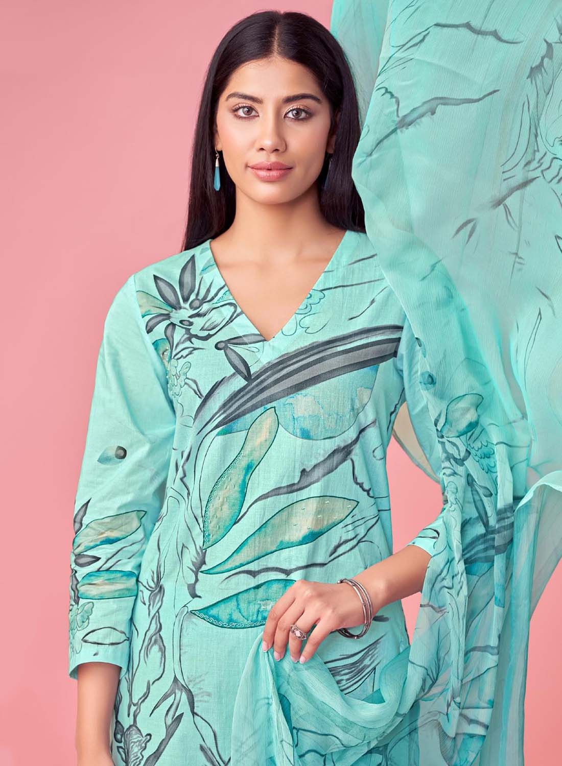 Pure Cotton Lawn Printed Unstitched Salwar Suit Dress Material