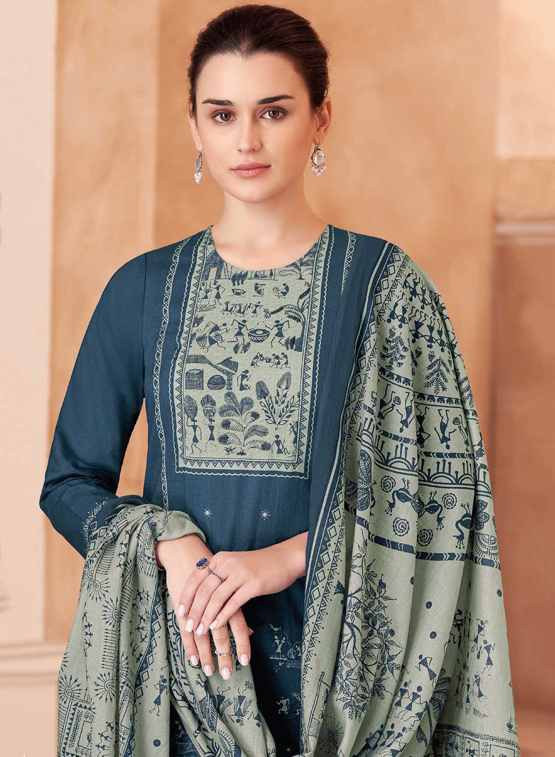 Pure Cotton Lawn Blue Unstitched Suit Dress Material for Women