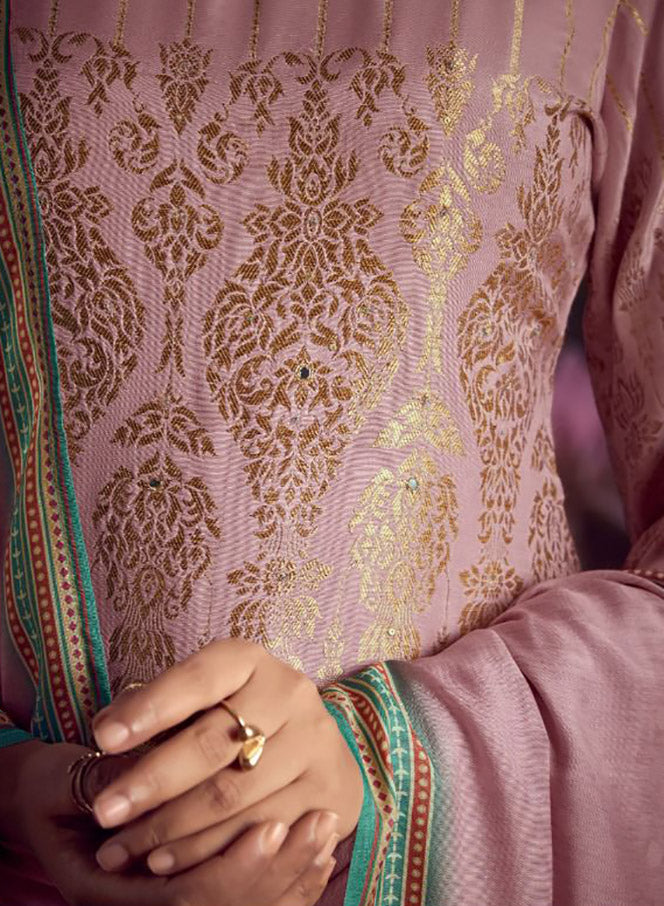 Party Wear Pink Soft Silk Unstitched Salwar Suit Dress Material for Women