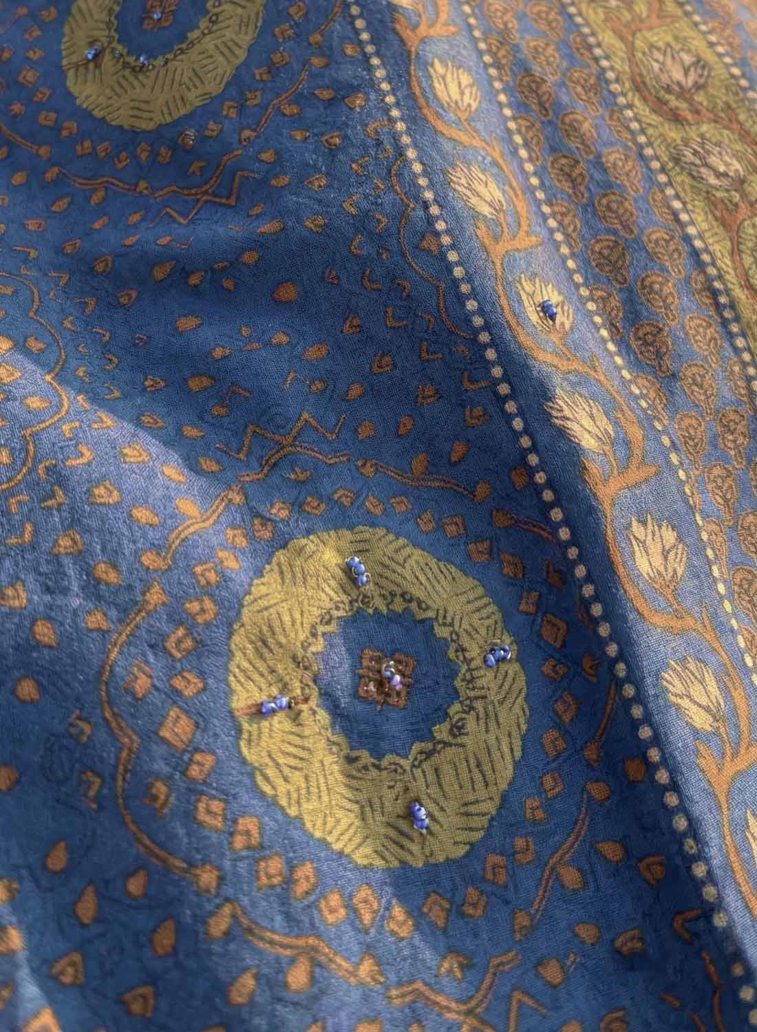 Soft Pure Cotton Blue Unstitched Salwar Suit Material for Women